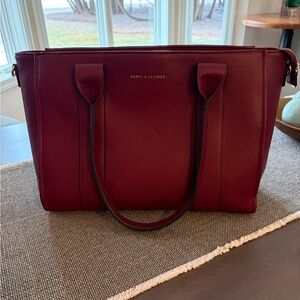 Poppy & Peonies Burgundy Tote Bag